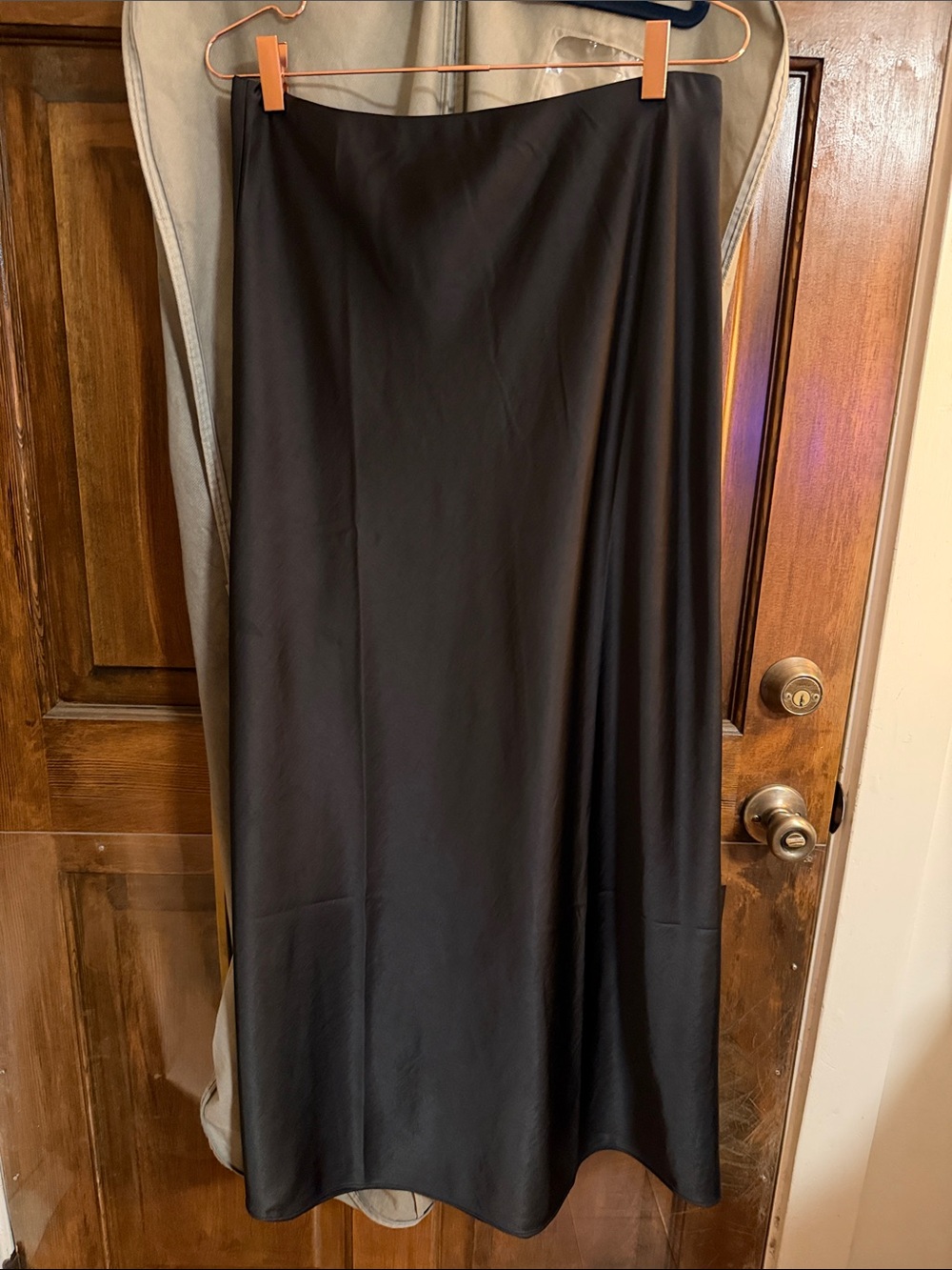 Open Edit Black Maxi Slip Skirt